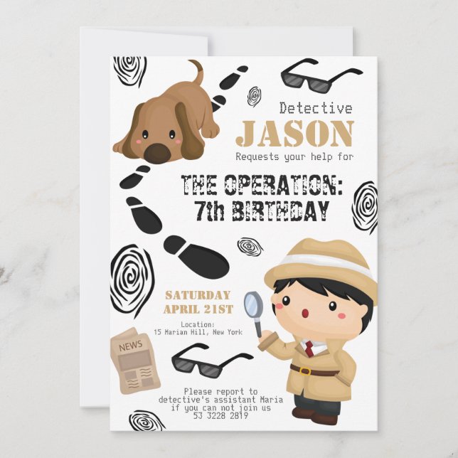 Spy Detective Secret Agent Boy Birthday Invitation (Front)