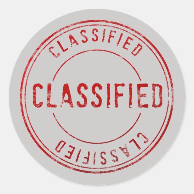 Spy Surprise Birthday Party Top Secret Classified Classic Round Sticker (Front)