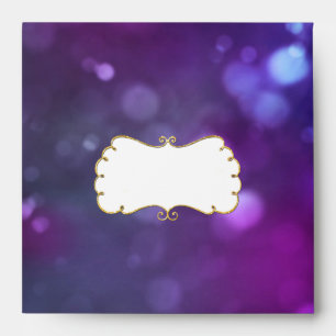 Sq Blue Purple Colour Bokeh Gold Glitter Sparkle Envelopes