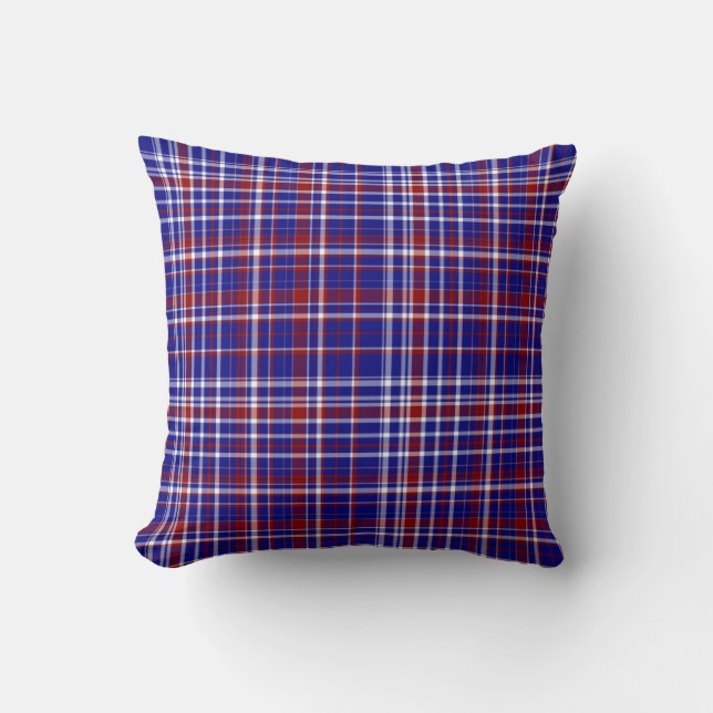 Sq.Plaid Pillow,Red-White-Blue Collection 05 Cushion (Front)