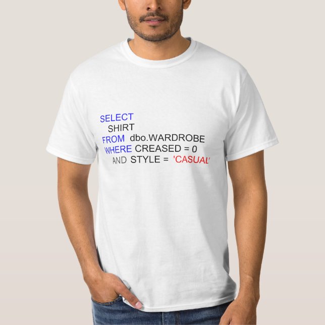 SQL Computer Programming T-Shirt (Front)