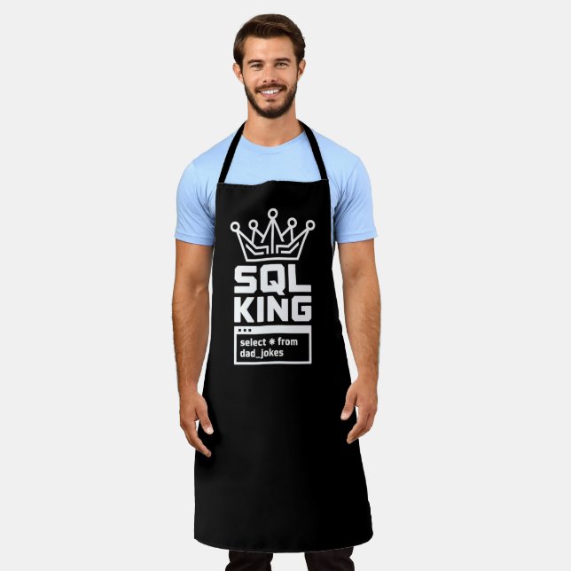 SQL King Database Dad Jokes BBQ Grilling Apron (Worn)
