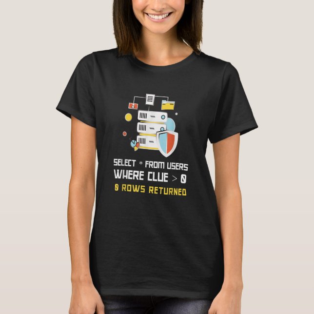 SQL Query Geek Database Programmer Database Admin  T-Shirt (Front)