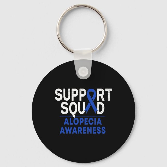 Squad Alopecia Awareness Blue Aa Ribbon Warrior  Key Ring (Front)