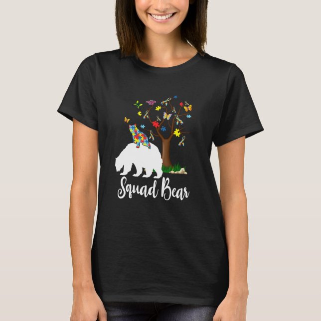 Squad Bear Autism Awareness Love Support T Shirt (Front)