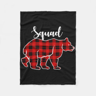 Squad Bear Red Plaid Christmas Costume Matching Fa Fleece Blanket