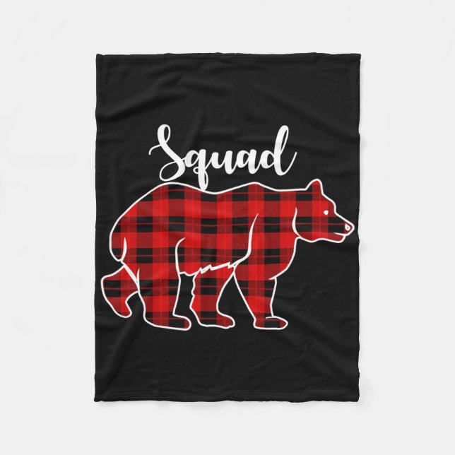 Squad Bear Red Plaid Christmas Costume Matching Fa Fleece Blanket (Front)