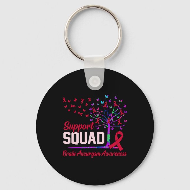 Squad Brain Aneurysm Awareness Month Support Graph Key Ring (Front)