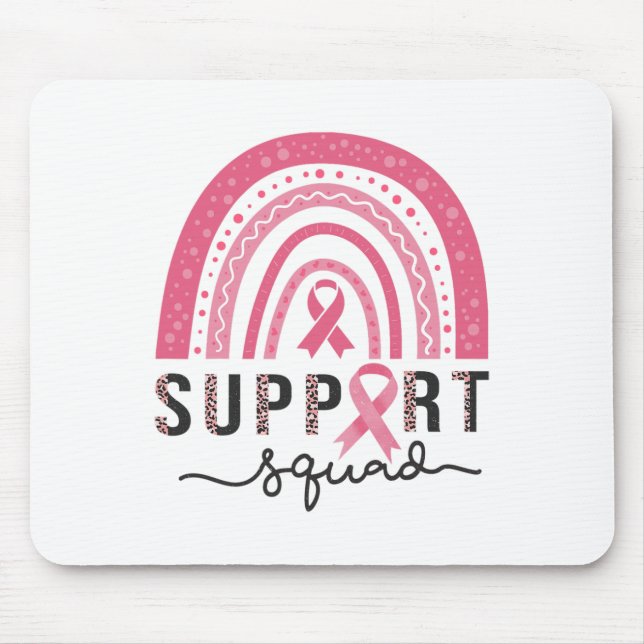 Squad Breast Cancer Awareness Leopard Pink Rainbow Mouse Pad (Front)
