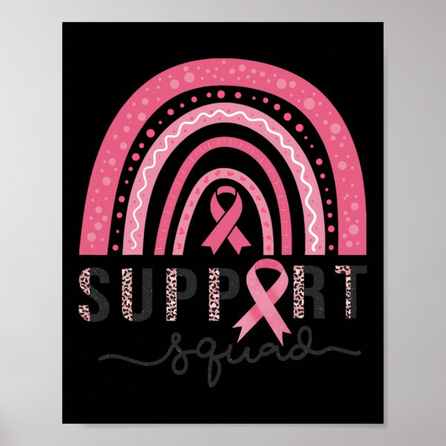 Squad Breast Cancer Awareness Leopard Pink Rainbow Poster (Front)