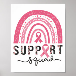 Squad Breast Cancer Awareness Leopard Pink Rainbow Poster