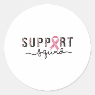 Squad Breast Cancer Awareness Leopard Pink Ribbon Classic Round Sticker