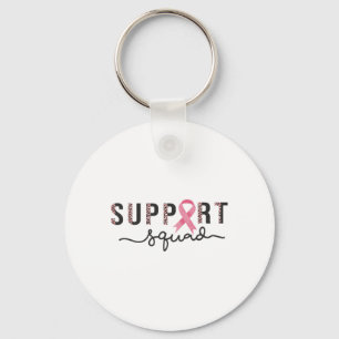 Squad Breast Cancer Awareness Leopard Pink Ribbon Key Ring