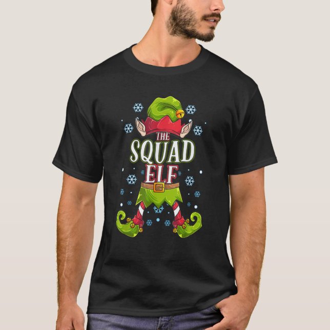 Squad Elf Matching Family Group Christmas Party  T-Shirt (Front)