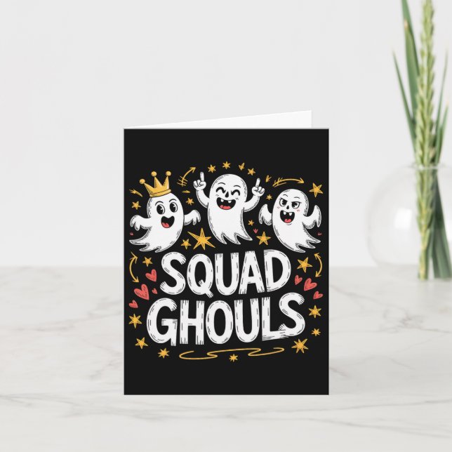 Squad Ghosts Matching Funny Halloween 1  Card (Front)