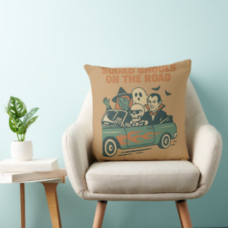 Squad Ghouls On The Road Retro Halloween Cushion