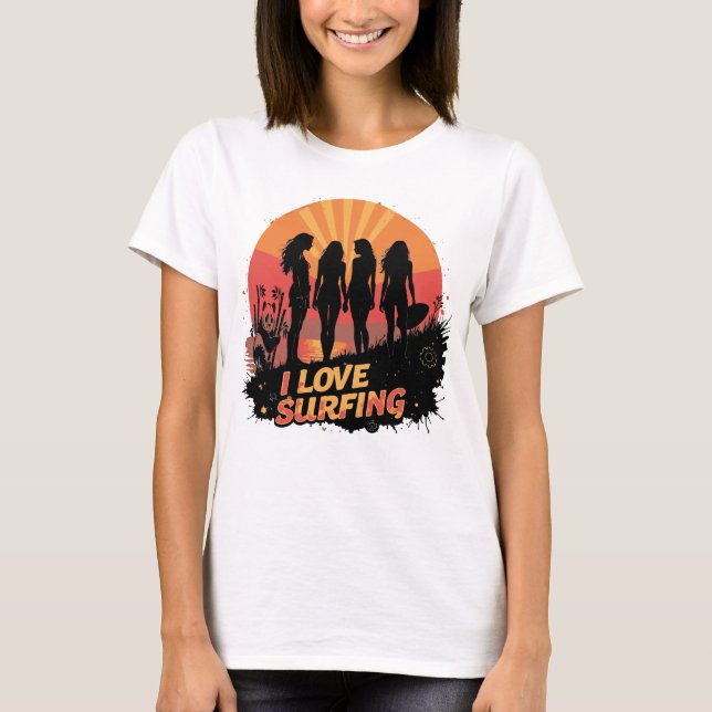 Squad Girls Ilove Surfing Island Cute Sea T-Shirt (Front)
