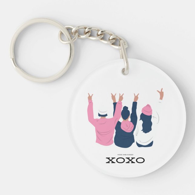 Squad goals hugs and kisses key ring (Front)