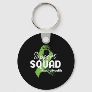 Squad Mental Health Awareness Lime Green Ribbon 1  Key Ring