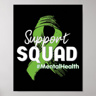 Squad Mental Health Awareness Lime Green Ribbon  Poster