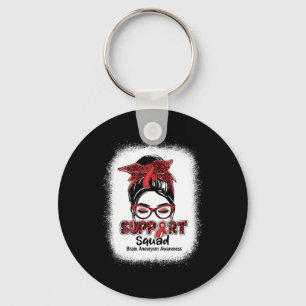 Squad Messy Bun Burgundy Ribbon Brain Aneurysm 1  Key Ring