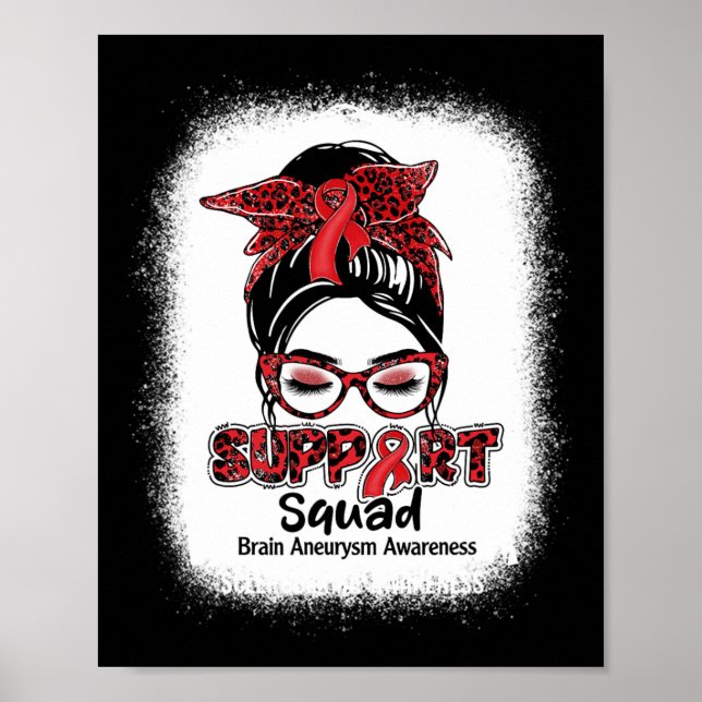 Squad Messy Bun Burgundy Ribbon Brain Aneurysm 1  Poster (Front)