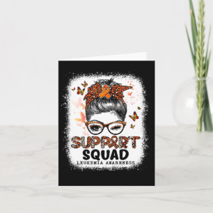 Squad Messy Bun Butterfly Orange Ribbon Leukaemia Card