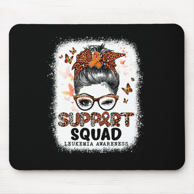Squad Messy Bun Butterfly Orange Ribbon Leukaemia  Mouse Pad (Front)