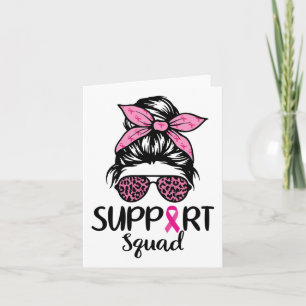 Squad Messy Bun Leopard Pink Breast Cancer Awarene Card