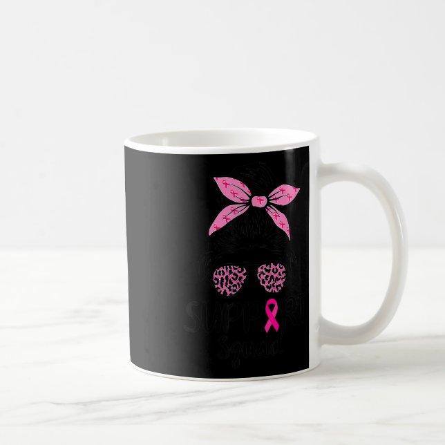 Squad Messy Bun Leopard Pink Breast Cancer Awarene Coffee Mug (Right)