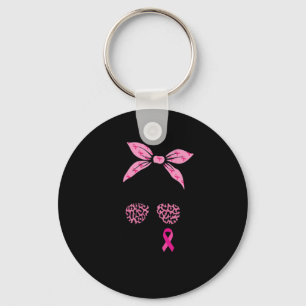 Squad Messy Bun Leopard Pink Breast Cancer Awarene Key Ring