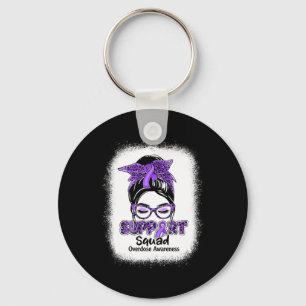 Squad Messy Bun Purple Ribbon Overdose Awareness  Key Ring