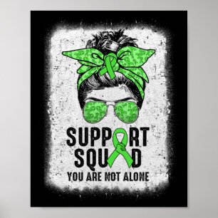 Squad Messy Bun Warrior Green Mental Health Awaren Poster