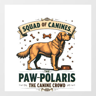 Squad of Canines Vintage Dog Pun Graphic with Gold