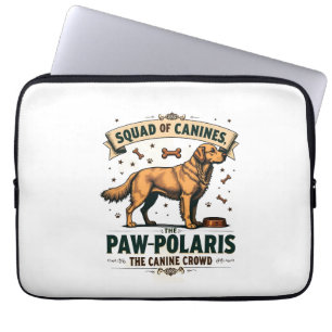 Squad of Canines Vintage Dog Pun Graphic with Gold Laptop Sleeve