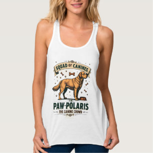 Squad of Canines Vintage Dog Pun Graphic with Gold Singlet