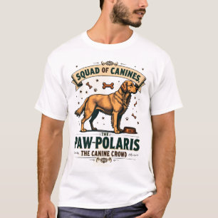 Squad of Canines Vintage Dog Pun Graphic with Gold T-Shirt