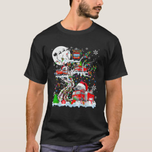 Squad Santa Reindeer Elf Fire Trucks On Xmas Tree  T-Shirt