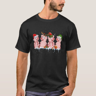 Squad Santa Reindeer Elf Pigs Christmas Farmer Ran T-Shirt