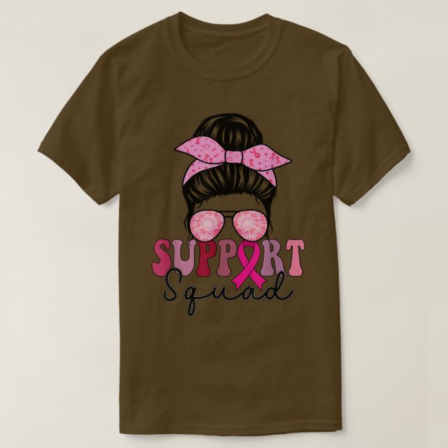 Squad Support Breast Cancer Awareness Squad Messy  T-Shirt (Design Front)
