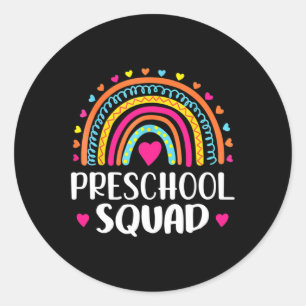 Squad Teacher Fun Rainbow Lover Back To School  Classic Round Sticker