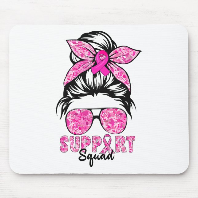Squad Team Breast Cancer Awareness Warrior Messy B Mouse Pad (Front)