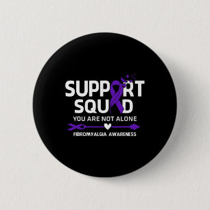 Squad Warrior Fibromyalgia Awareness Feather  6 Cm Round Badge