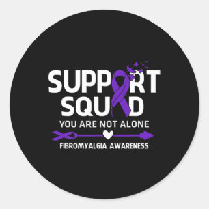 Squad Warrior Fibromyalgia Awareness Feather Classic Round Sticker