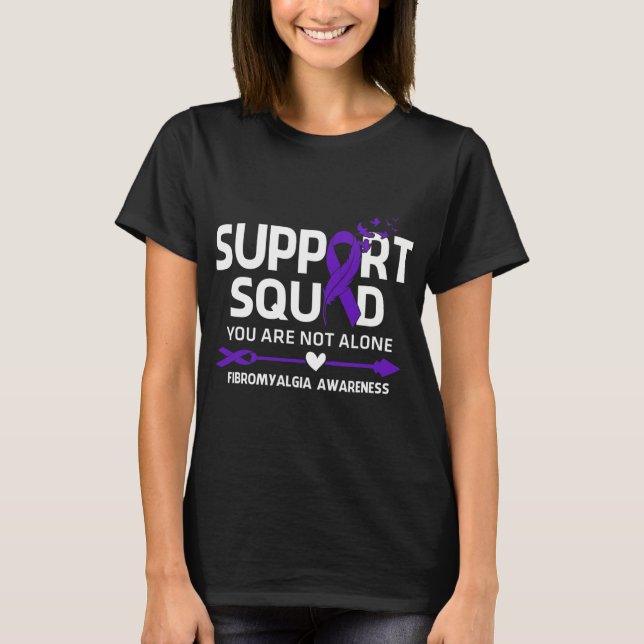 Squad Warrior Fibromyalgia Awareness Feather  T-Shirt (Front)