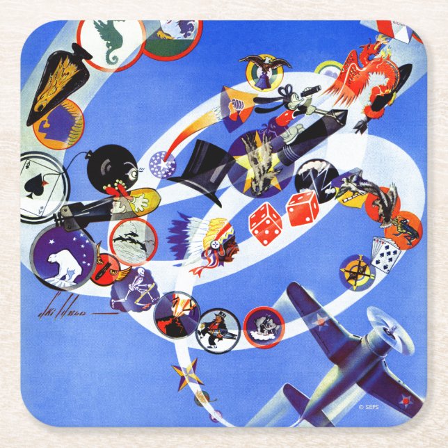 Squadron Insignia Square Paper Coaster (Front)