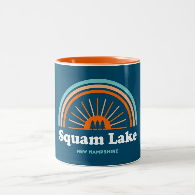 Squam Lake New Hampshire Rainbow Two-Tone Coffee Mug (Center)