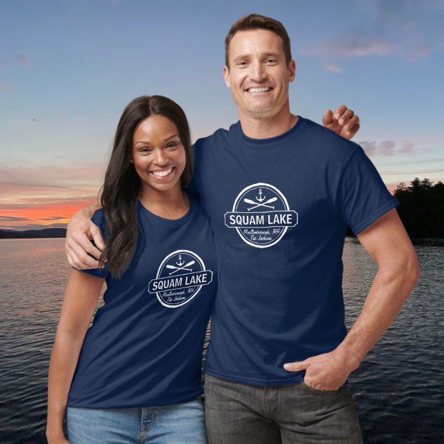 Squam Lake NH personalised town, name and anchor T-Shirt (Creator Uploaded)