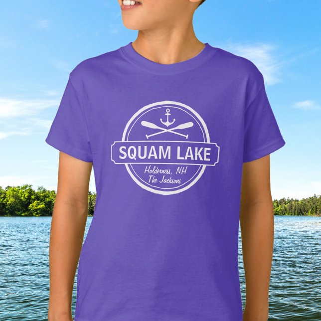 Squam Lake NH personalised town, name and anchor T-Shirt (Creator Uploaded)