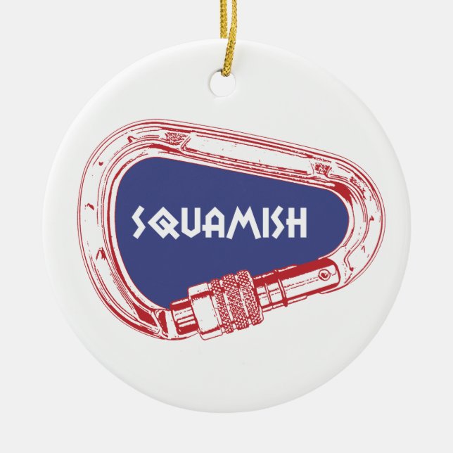 Squamish Climbing Carabiner Ceramic Tree Decoration (Front)